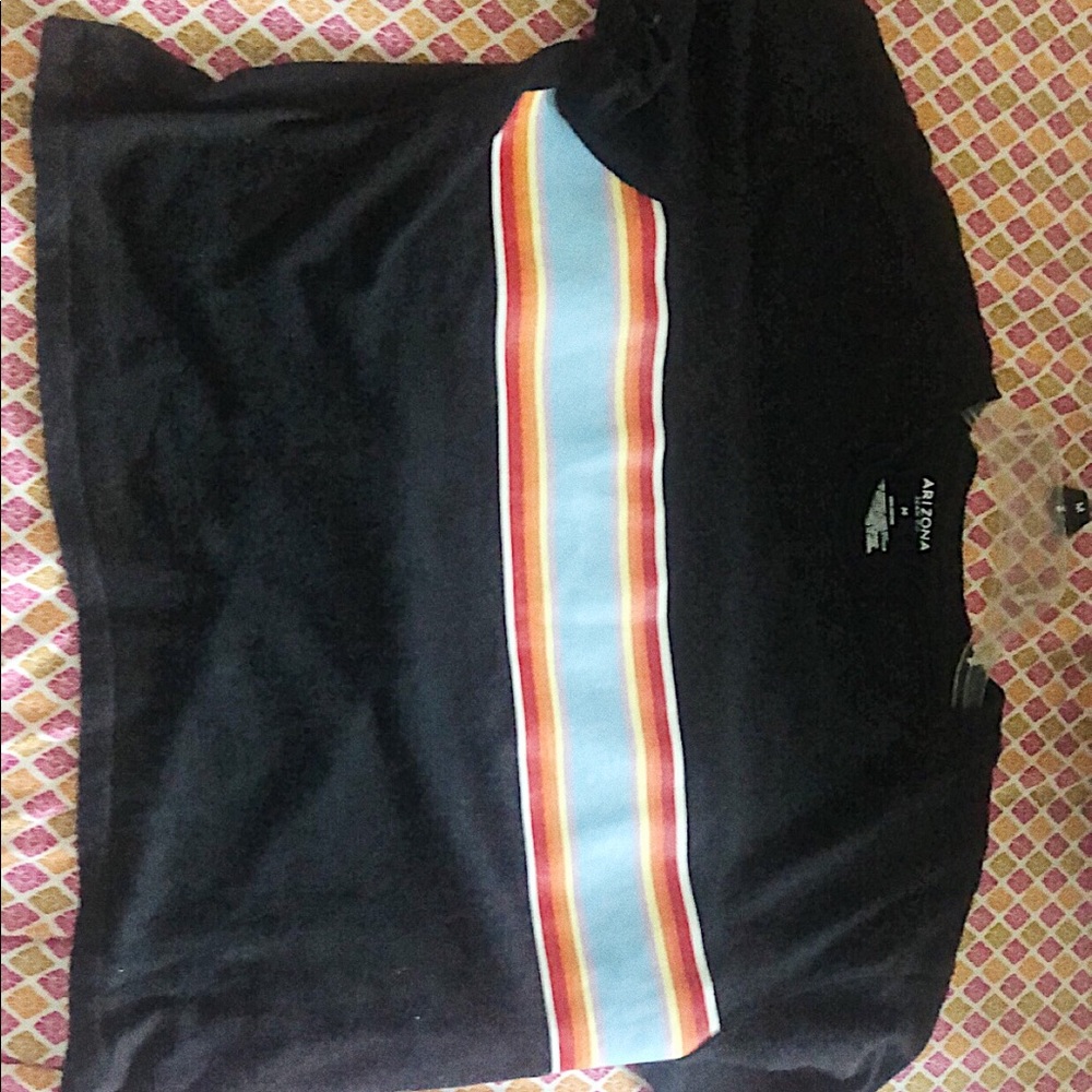 Cute Black Shirt Top with Rainbow Line